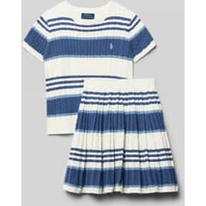 regular fit set van gebreide pullover en rok van puur katoen