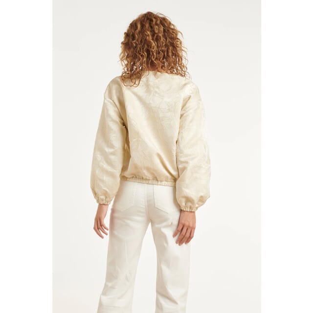 Smashed Lemon Beige bomberjack met ton-sur-ton bloemenprint |