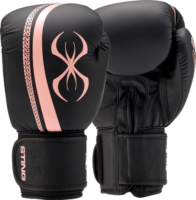 STING Bokshandschoen AURORA | Zwart/peach | klittenband 10oz