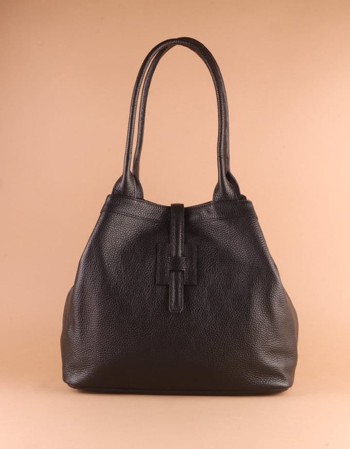 Echt lederen handtas Madou - Made in Italy - Zwart