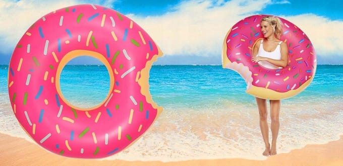 Opblaasbare Zwemband Donut Pannenkoek Matras XXL