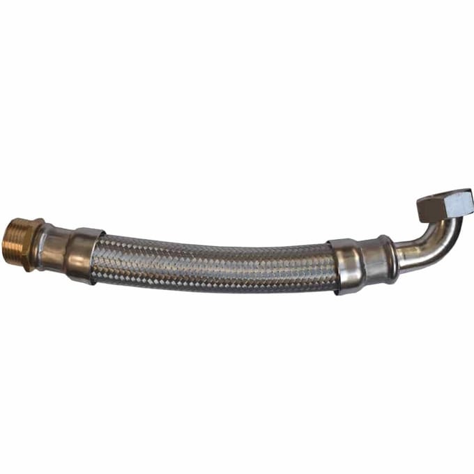 Flexibele RVS Panzerslang DN25 1" met Bocht, Drinkwater Veilig