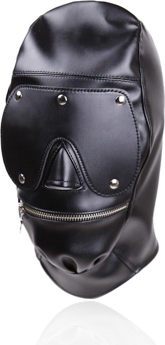 Nooitmeersaai - Leren hoofdmasker met blinddoek en rits