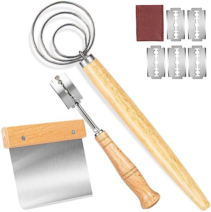 Deense deeggarde set - Broodgarde gereedschap - Professioneel brood bakken - 3-delige set met schraper - 33 cm lengte