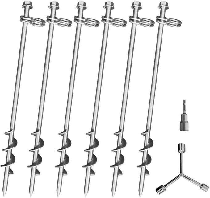 Zware Grondankers voor Tent en Trampoline - Set van 6 - 16 Inch Gegalvaniseerd