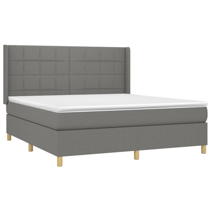 vidaXL - Boxspring - met - matras - stof - donkergrijs - 180x200 - cm