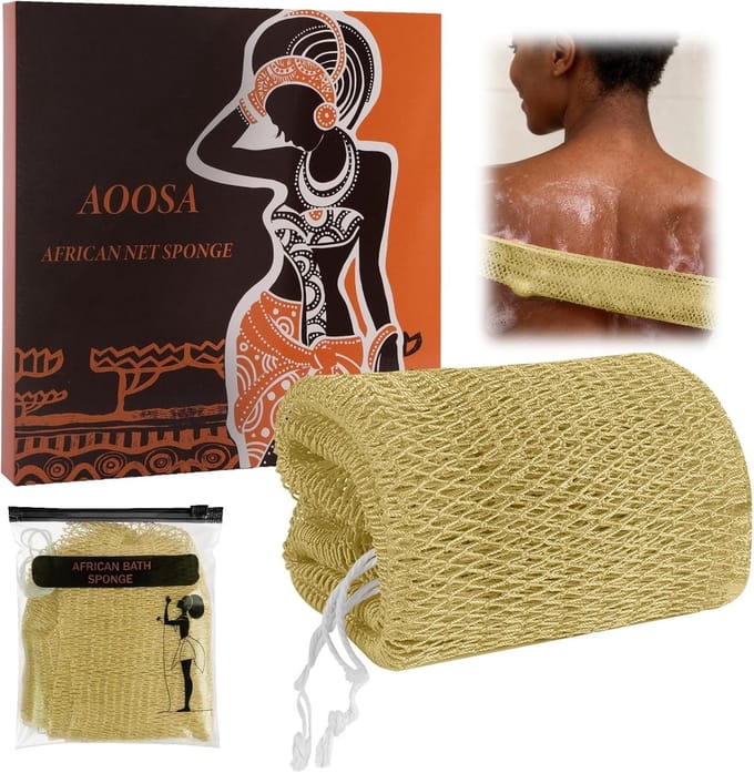 Afrikaanse Mesh Badspons - Kaki - 102 cm - Nylon met Dubbele Knoopstructuur - Voor Dames en Heren