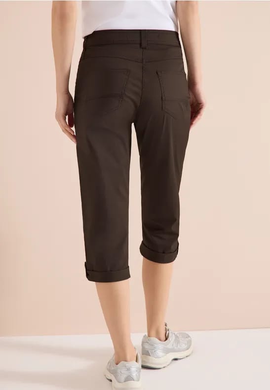 3/4 Mid Waist Slim Legs broek met omslag