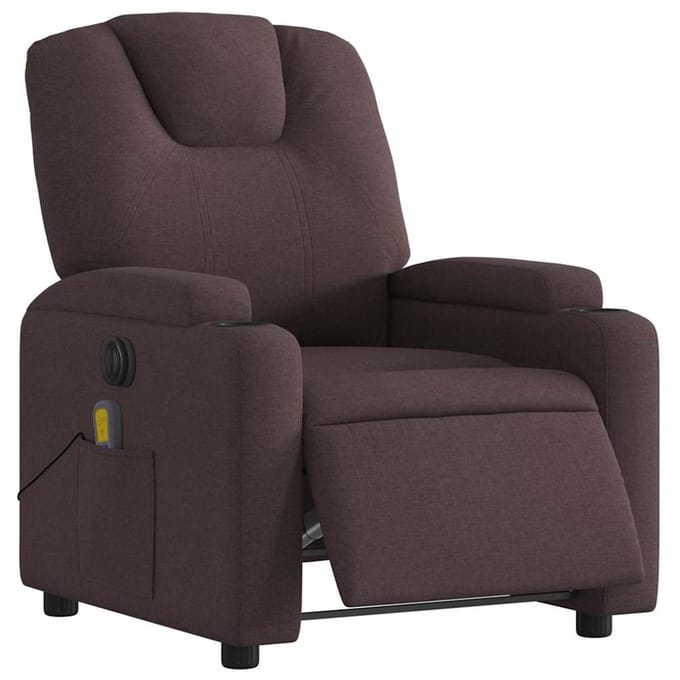 vidaXL - Massagestoel - elektrisch - verstelbaar - stof - donkerbruin