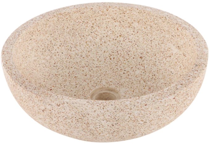 Differnz Terrazzo waskom - 40x40x15cm - rond - terrazzo - mat bruin/beige