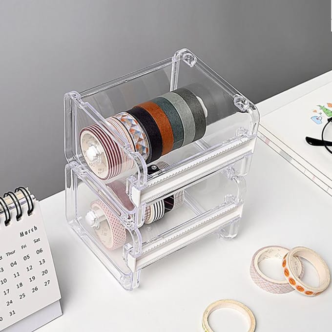 Masking Tape Cutter Washi Tape Storage Organizer Cutter Office Tape Dispenser gray