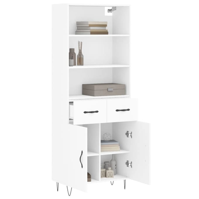 vidaXL - Hoge - kast - 69,5x34x180 - cm - bewerkt - hout - wit