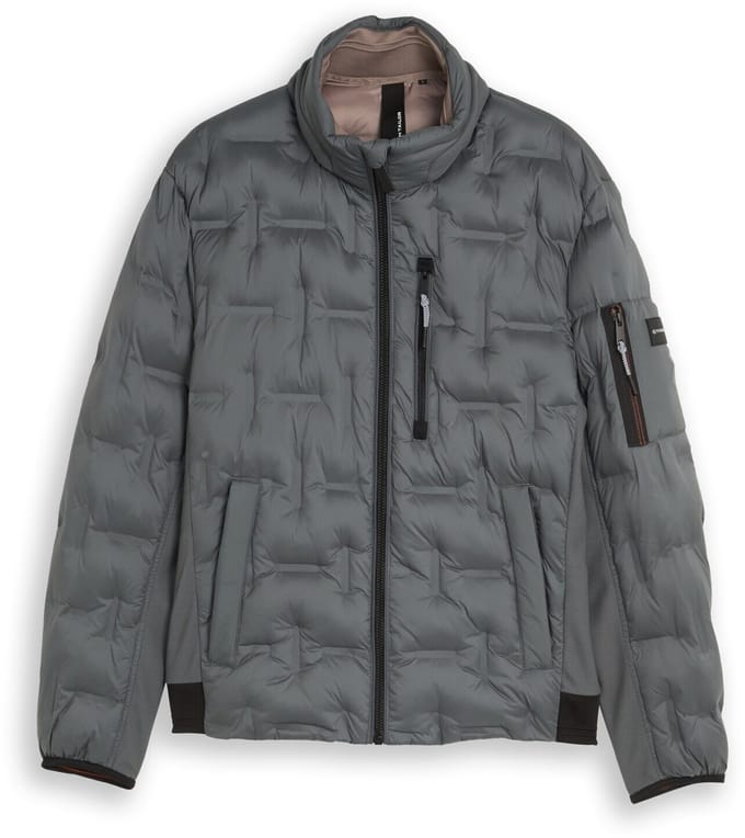 Tom Tailor - Hybride gewatteerd jasje met opbergbare capuchon - Maat XL - Darkest Olive