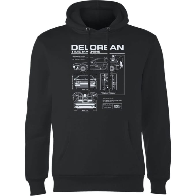 Back to the Future DeLorean Schematic Hoodie - Zwart - M