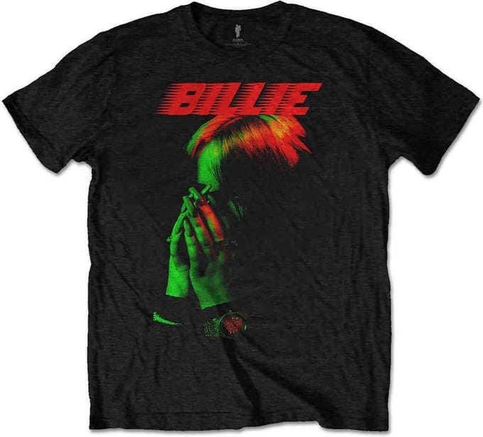 Billie Eilish - Hands Face Heren T-shirt - M - Zwart