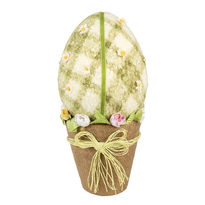 Clayre & Eef Decoratie Beeld Ei Ø 20x43 cm Groen Textiel