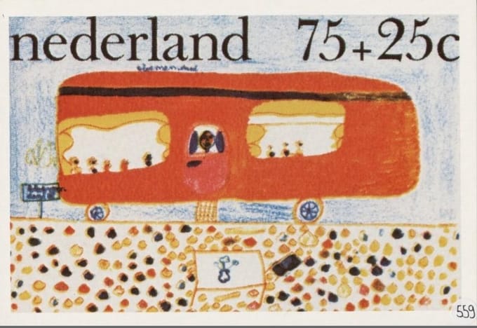 Briefkaart met afbeelding Caravan postzegel