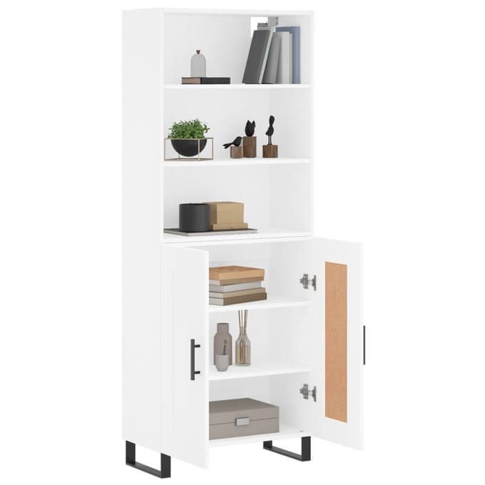 vidaXL - Hoge - kast - 69,5x34x180 - cm - bewerkt - hout - wit