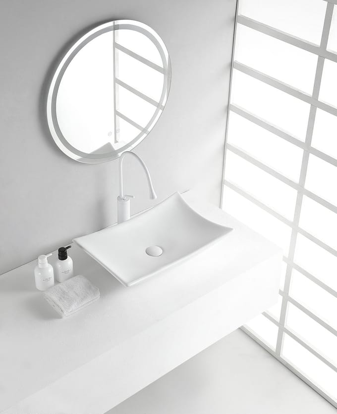 Wiesbaden Scala waskom rechthoekig 56 x 37 x 10,5 cm keramiek glans wit