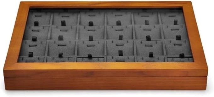 Houten Sieradendoos - Opbergdoos Ringendoos - Sieraden Organiseren - Transparant Deksel - Groot Formaat - Beige