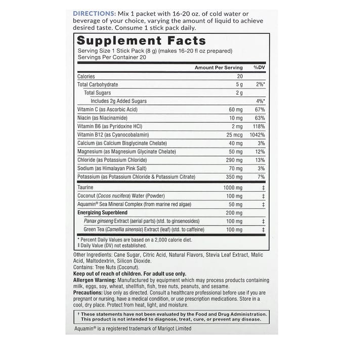 Force Factor, Liquid Labs Energy, Snelle Hydratatie Elektrolyten Drankmix, Mango Margarita, 20 Stickverpakkingen, 0,28 oz (8 g) Elk