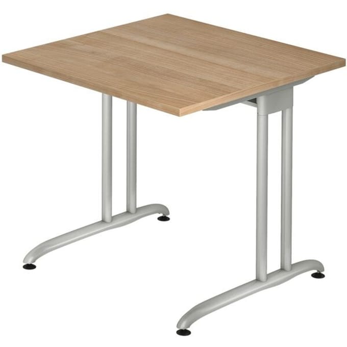 Bureautafel TARA, C-poot, rechthoek, B 800 x D 800 x H 720 mm, notenhoutpatroon