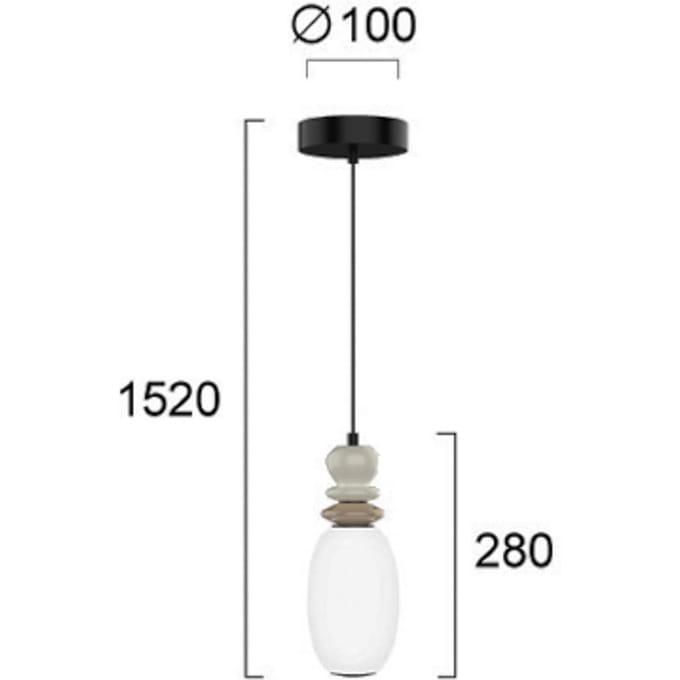 Viokef LED hanglamp Gemma, hoogte 28 cm, kleurrijk, glas/keramiek/metaal