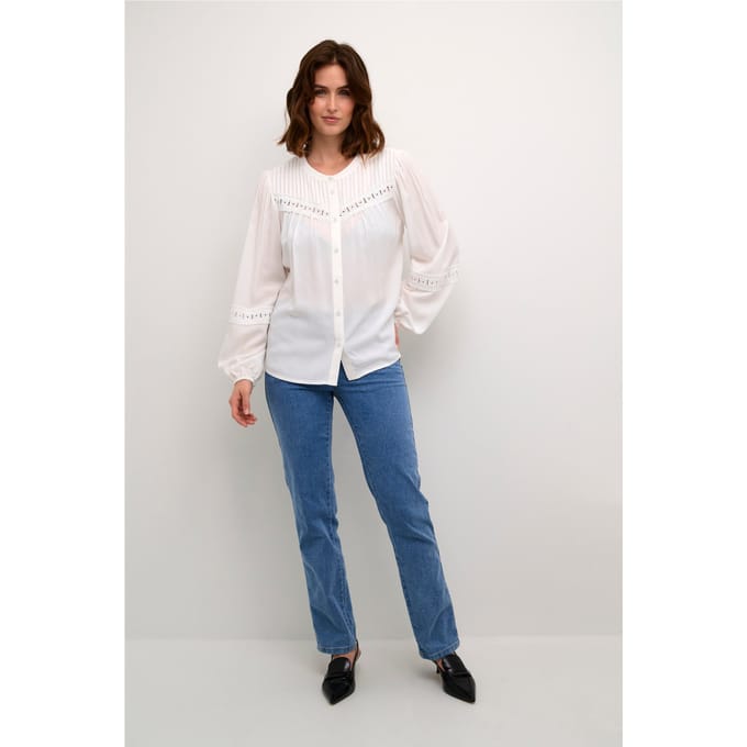 Blouse met lange mouwen Regular fit Chalk white