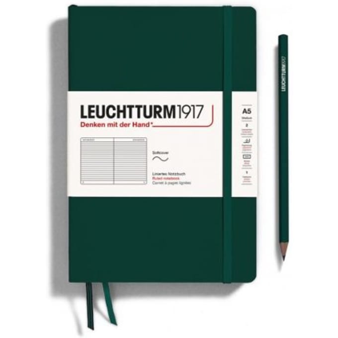 Leuchtturm1917 notitieboek, softcover, medium a5, gelinieerd, bos groen