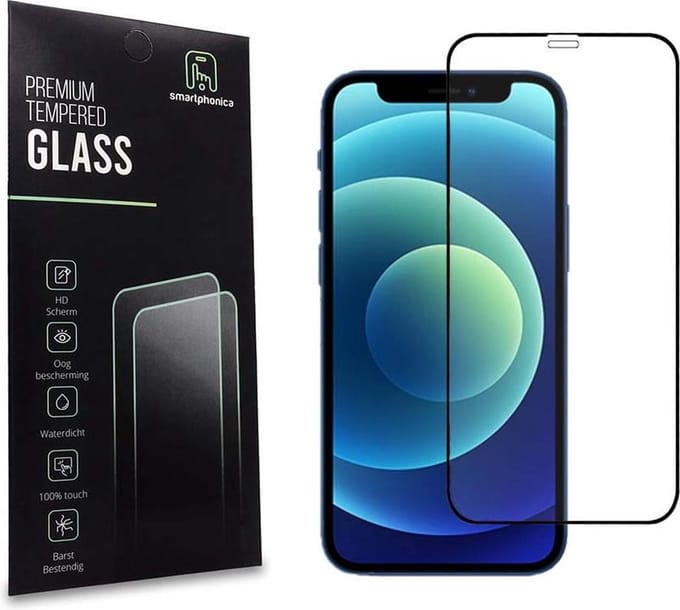 Smartphonica iPhone 12 full cover tempered glass screenprotector van gehard glas met afgeronde hoeken geschikt voor iPhone 12