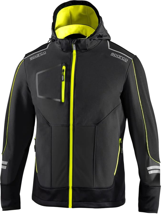 Sparco Tech York Softshell Jas - Zwart — Geel — XL