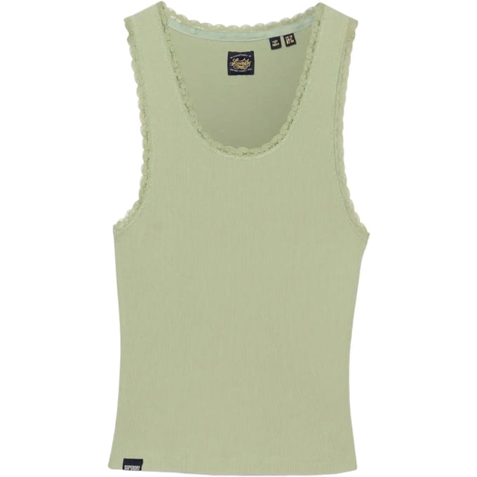 Superdry Vintage Kanten Top Green Grootte: 42