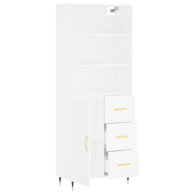 vidaXL - Hoge - kast - 69,5x34x180 - cm - bewerkt - hout - wit