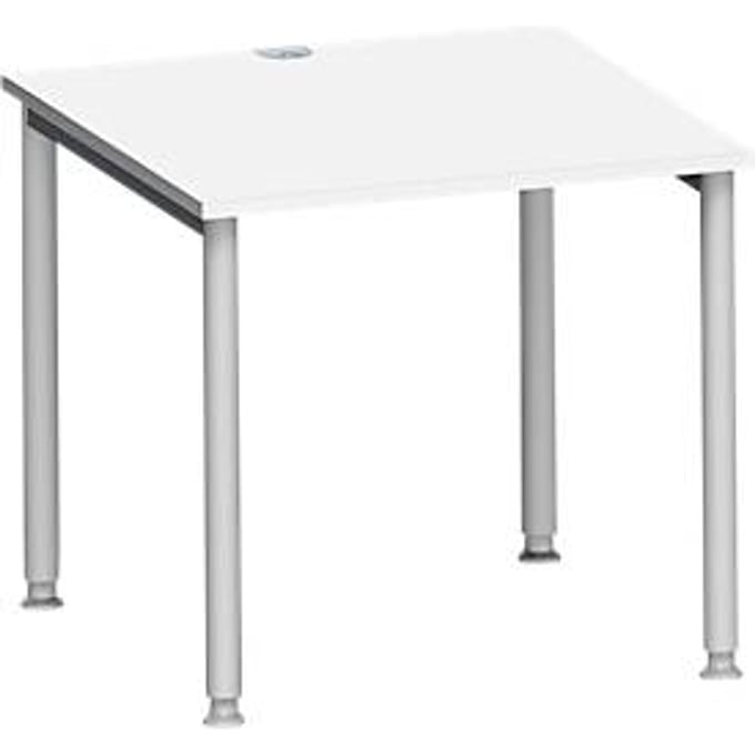 Schäfer Shop Genius bureau MODENA FLEX, 4-poots ronde buis, B 800 x D 800 mm, wit/blank aluminium
