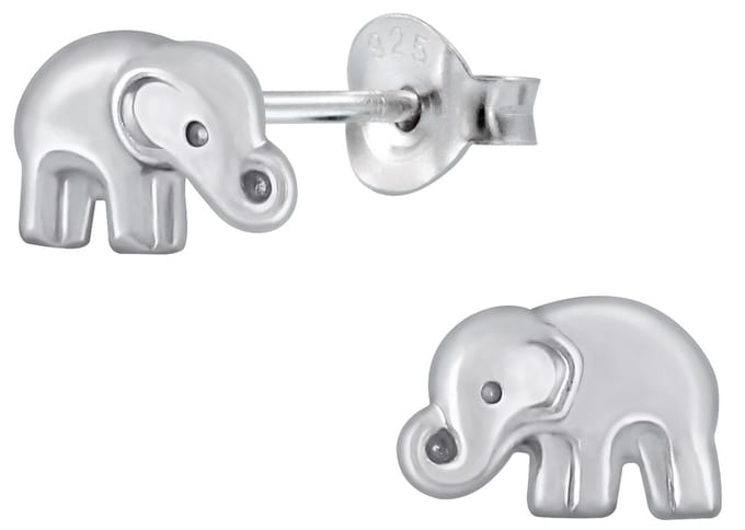 Joy|S - Zilveren olifantje oorbellen - 6 x 8 mm