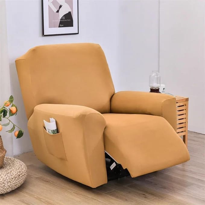 Housse de Canapé Inclinable Extensible Couleur Unie pour Salon Housses de Fauteuil Élastiques Antidérapantes Housse de Canapé Tout Compris