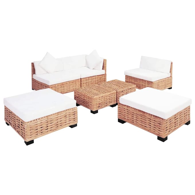 vidaXL - Loungeset - natuurlijk - rattan - 18-delig