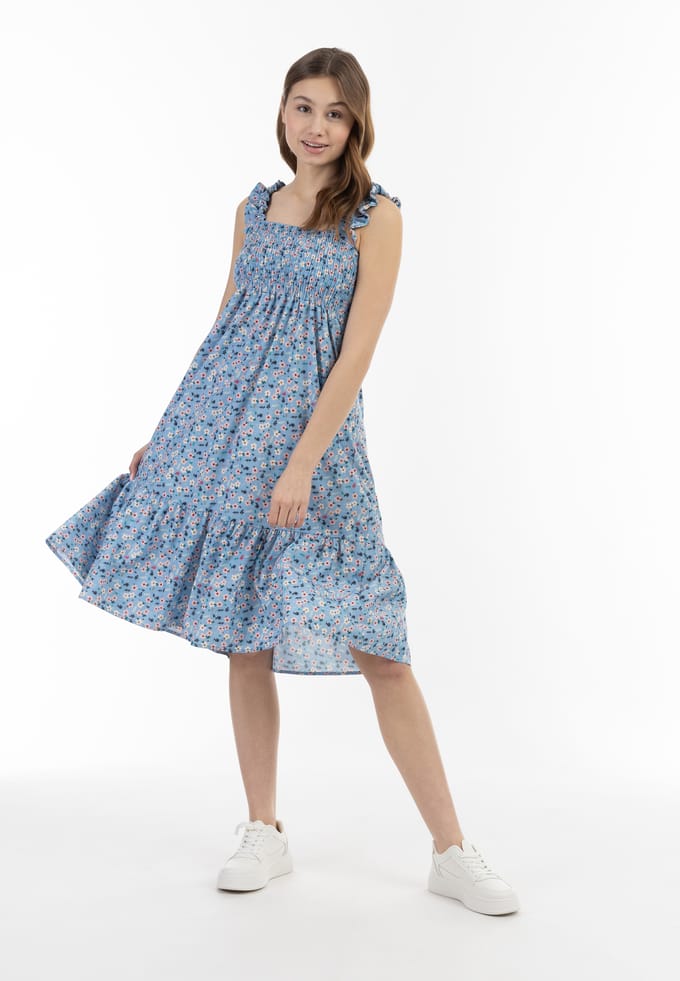 Mymo midi-jurk Dames Blauw Veelkleurig