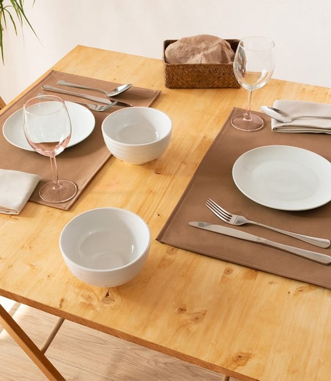 2x Monaco Placemat Copper - lederlook - Koper - rechthoek - 45x30cm - Kunstleder
