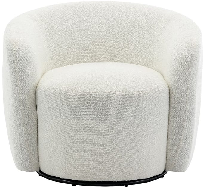 Vente-unique Draaibare fauteuil van witte boucléstof - VEREIDE