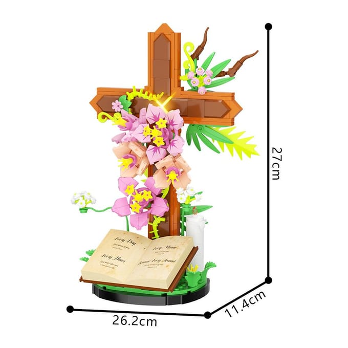 MOC Kruis van Jezus Tulp Bijbel Bloemen Bouwstenen Speelgoed Cadeau