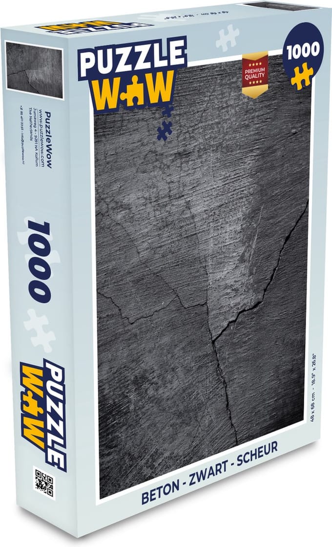 Puzzel Beton - Zwart - Scheur - Legpuzzel - Puzzel 1000 stukjes volwassenen