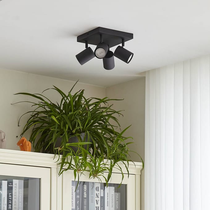 Lindby - buitenspot - 4lichts - Metaal - H: 13 cm - GU10 - zandzwart