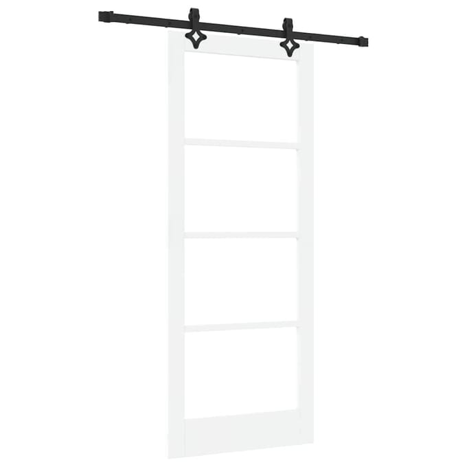 vidaXL - Schuifdeur - Wit - 83 - x - 202 - cm - Massief - grenenhout - en - glas