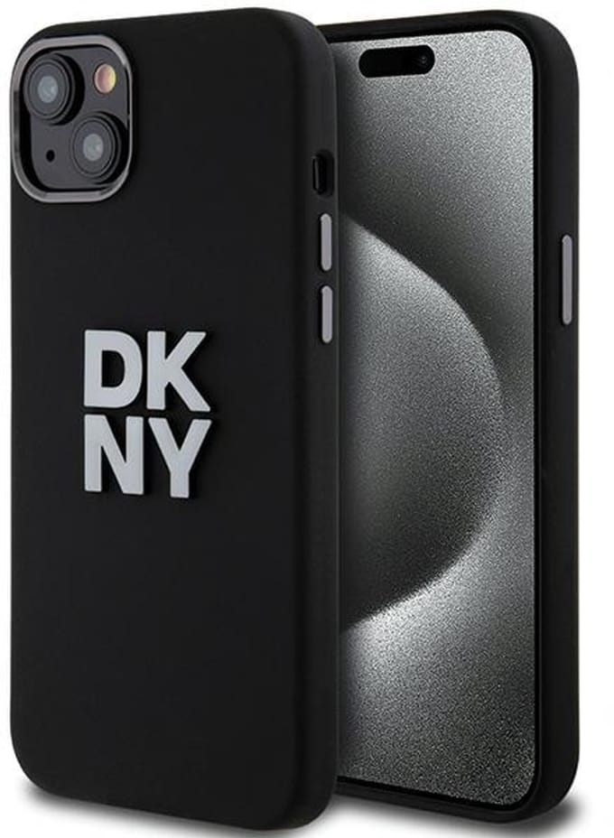 DKNY Silicone Metal Logo Back Case - Geschikt voor Apple iPhone 15 (6.1") - Zwart