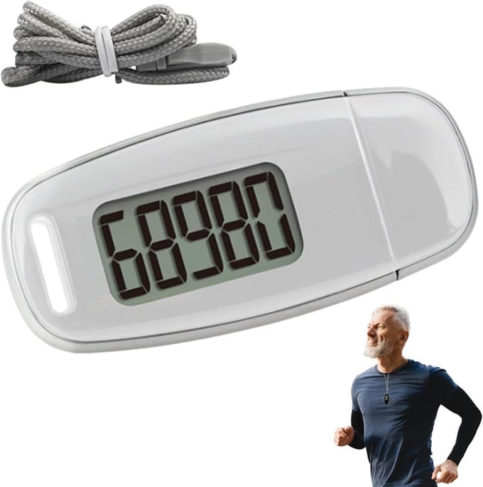 Mini Stappenteller - Wandel Tracker - Dagelijkse Beweging - USB Oplaadbaar - 5 x 3 x 8.4 cm - Wit