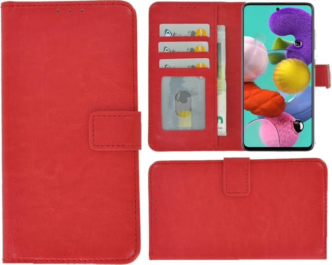 Pearlycase Hoes Wallet Book Case Rood Geschikt voor Samsung Galaxy A10