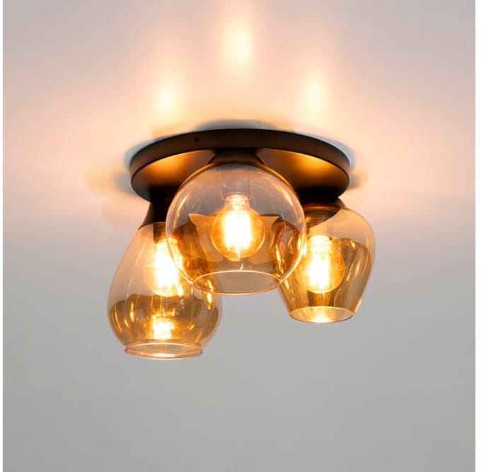 Plafondlamp Mix 3 lampen - Amber glas - 41x41x24 cm