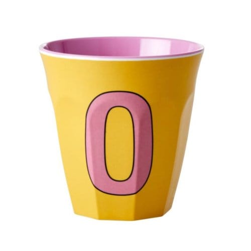 Rice melamine beker medium letter o geel