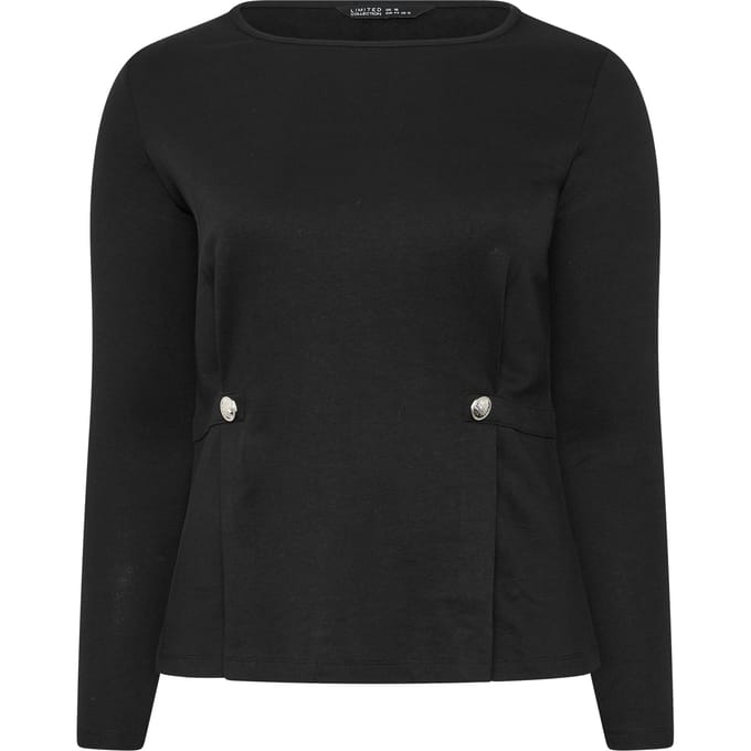 Limited Collection Zwarte Top Met Knoopdetails In De Taille Size 48